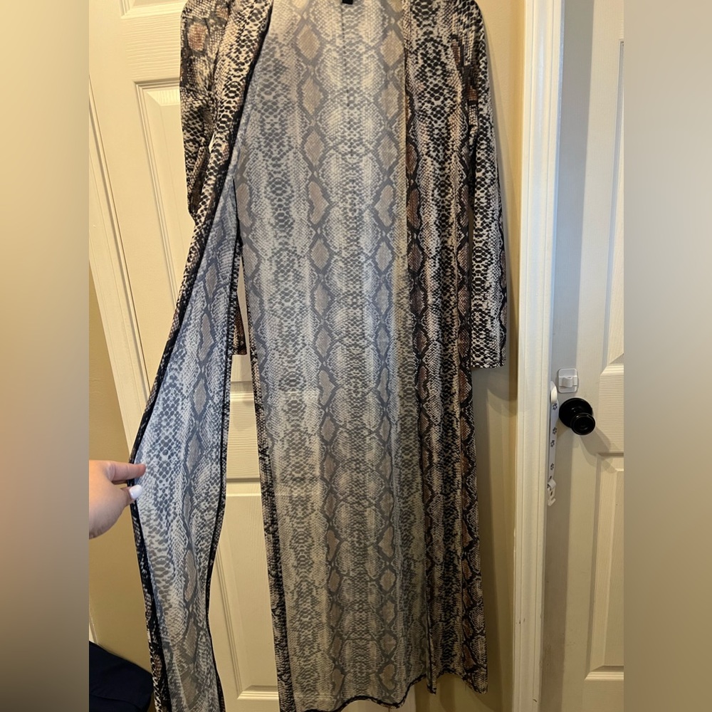 Women’s Sultry Slither Mesh Snake Print Duster size S - Picture 3 of 7
